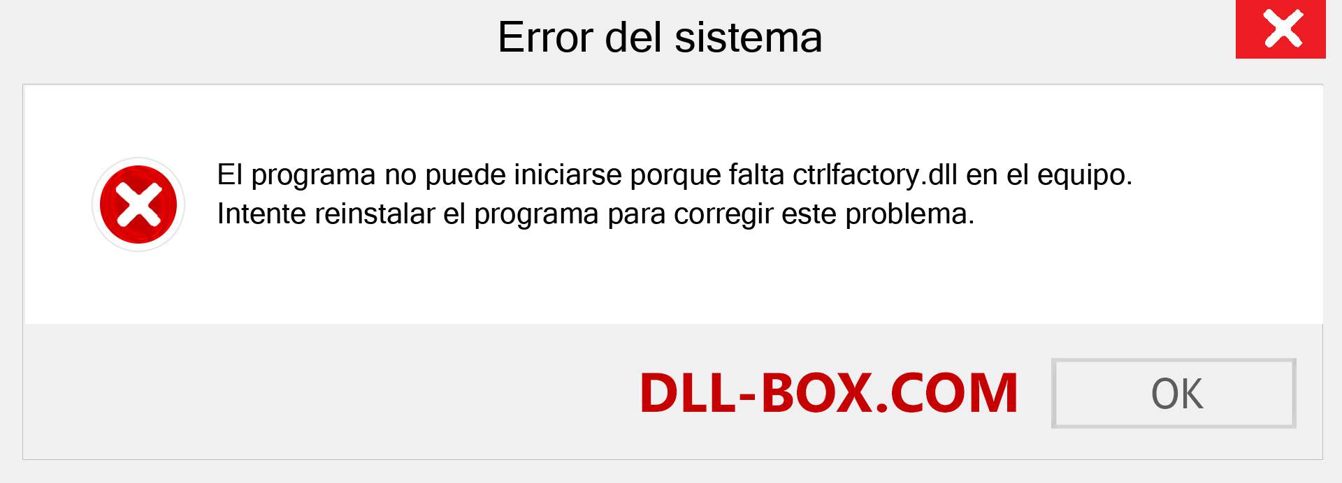 ¿Falta el archivo ctrlfactory.dll ?. Descargar para Windows 7, 8, 10 - Corregir ctrlfactory dll Missing Error en Windows, fotos, imágenes